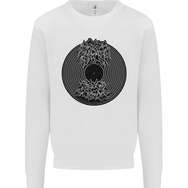 Vinyl Music Sound Waves Turntable Decks DJ Mens Sweatshirt Jumper White