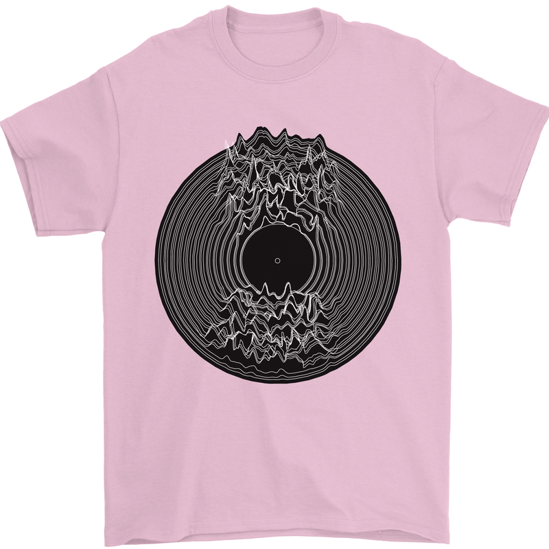 Vinyl Music Sound Waves Turntable Decks DJ Mens T-Shirt 100% Cotton Light Pink