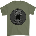 Vinyl Music Sound Waves Turntable Decks DJ Mens T-Shirt 100% Cotton Military Green