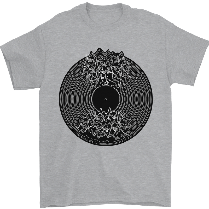 Vinyl Music Sound Waves Turntable Decks DJ Mens T-Shirt 100% Cotton Sports Grey