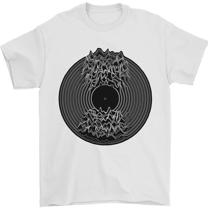 Vinyl Music Sound Waves Turntable Decks DJ Mens T-Shirt 100% Cotton White