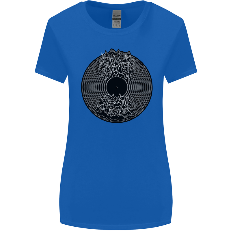 Vinyl Music Sound Waves Turntable Decks DJ Womens Wider Cut T-Shirt Royal Blue