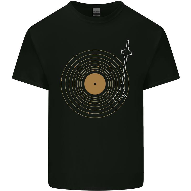 Vinyl Record Galaxy Music Record Turntable Mens Cotton T-Shirt Tee Top Black