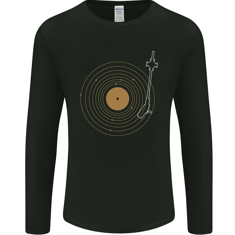 Vinyl Record Galaxy Music Record Turntable Mens Long Sleeve T-Shirt Black