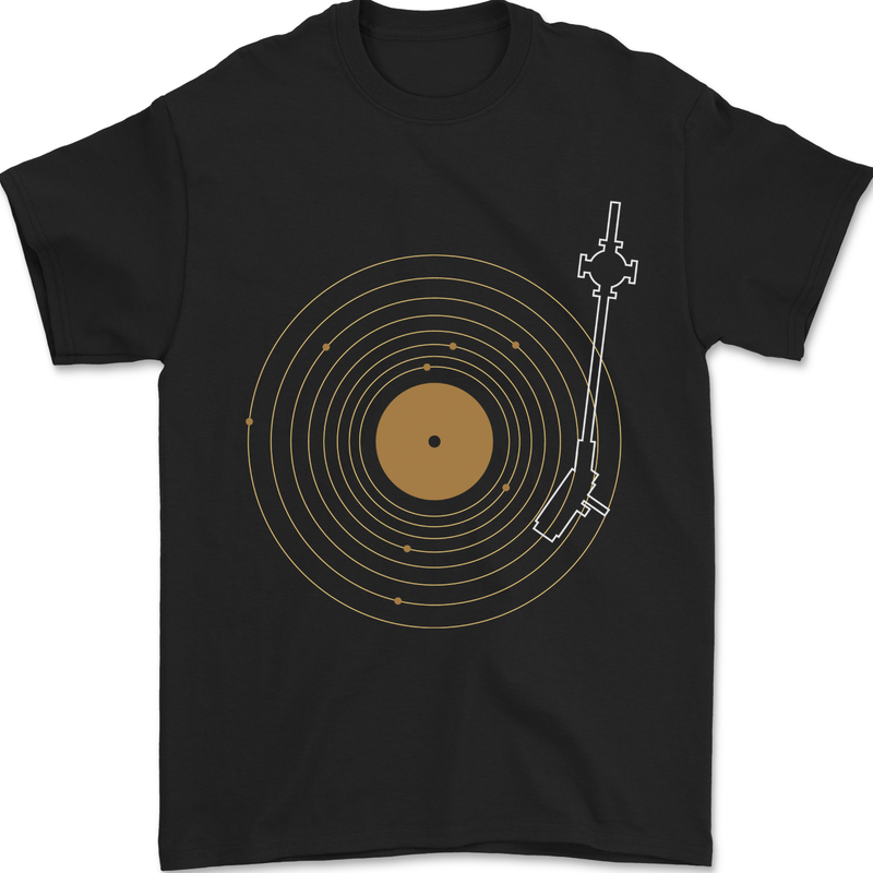 Vinyl Record Galaxy Music Record Turntable Mens T-Shirt 100% Cotton Black