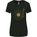 Vinyl Record Galaxy Music Record Turntable Womens Wider Cut T-Shirt Black