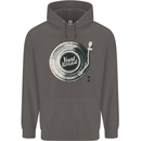 Vinyl Record Music Turntable DJ Mens 80% Cotton Hoodie Charcoal