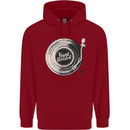 Vinyl Record Music Turntable DJ Mens 80% Cotton Hoodie Red
