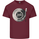Vinyl Record Music Turntable DJ Mens Cotton T-Shirt Tee Top Maroon