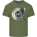 Vinyl Record Music Turntable DJ Mens Cotton T-Shirt Tee Top Military Green