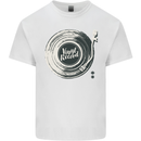 Vinyl Record Music Turntable DJ Mens Cotton T-Shirt Tee Top White