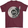 Vinyl Record Music Turntable DJ Mens T-Shirt 100% Cotton Maroon
