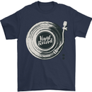Vinyl Record Music Turntable DJ Mens T-Shirt 100% Cotton Navy Blue