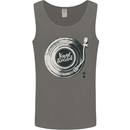 Vinyl Record Music Turntable DJ Mens Vest Tank Top Charcoal