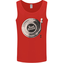 Vinyl Record Music Turntable DJ Mens Vest Tank Top Red