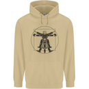 Vitruvian Biker Motorcycle Motorbike Bikie Mens 80% Cotton Hoodie Sand