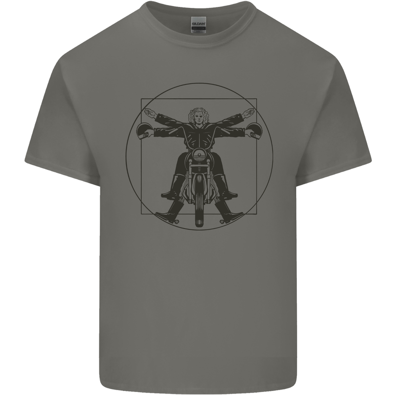 Vitruvian Biker Motorcycle Motorbike Bikie Mens Cotton T-Shirt Tee Top Charcoal
