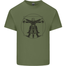 Vitruvian Biker Motorcycle Motorbike Bikie Mens Cotton T-Shirt Tee Top Military Green