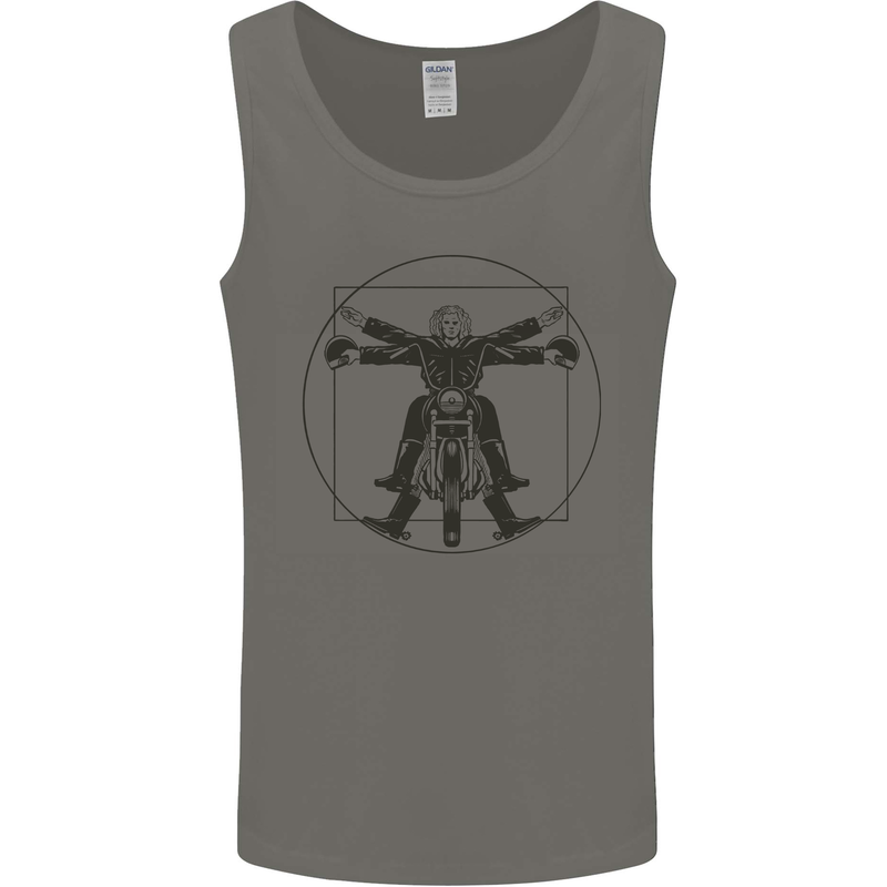 Vitruvian Biker Motorcycle Motorbike Bikie Mens Vest Tank Top Charcoal