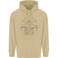 Vitruvian Drummer Drumming Drums Mens 80% Cotton Hoodie Sand