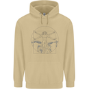 Vitruvian Drummer Drumming Drums Mens 80% Cotton Hoodie Sand