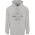 Vitruvian Drummer Drumming Drums Mens 80% Cotton Hoodie Sports Grey