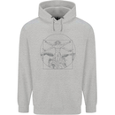 Vitruvian Drummer Drumming Drums Mens 80% Cotton Hoodie Sports Grey