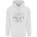 Vitruvian Drummer Drumming Drums Mens 80% Cotton Hoodie White