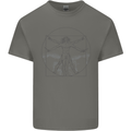 Vitruvian Drummer Drumming Drums Mens Cotton T-Shirt Tee Top Charcoal