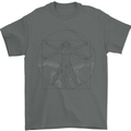 Vitruvian Drummer Drumming Drums Mens T-Shirt 100% Cotton Charcoal
