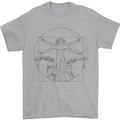 Vitruvian Drummer Drumming Drums Mens T-Shirt 100% Cotton Sports Grey