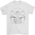 Vitruvian Drummer Drumming Drums Mens T-Shirt 100% Cotton White