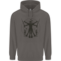 Vitruvian Scuba Diver Diving Mens 80% Cotton Hoodie Charcoal