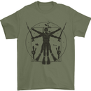Vitruvian Scuba Diver Diving Mens T-Shirt 100% Cotton Military Green