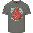 Volleyball Shaped Like a Heart Kids T-Shirt Childrens Charcoal