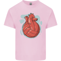 Volleyball Shaped Like a Heart Kids T-Shirt Childrens Light Pink