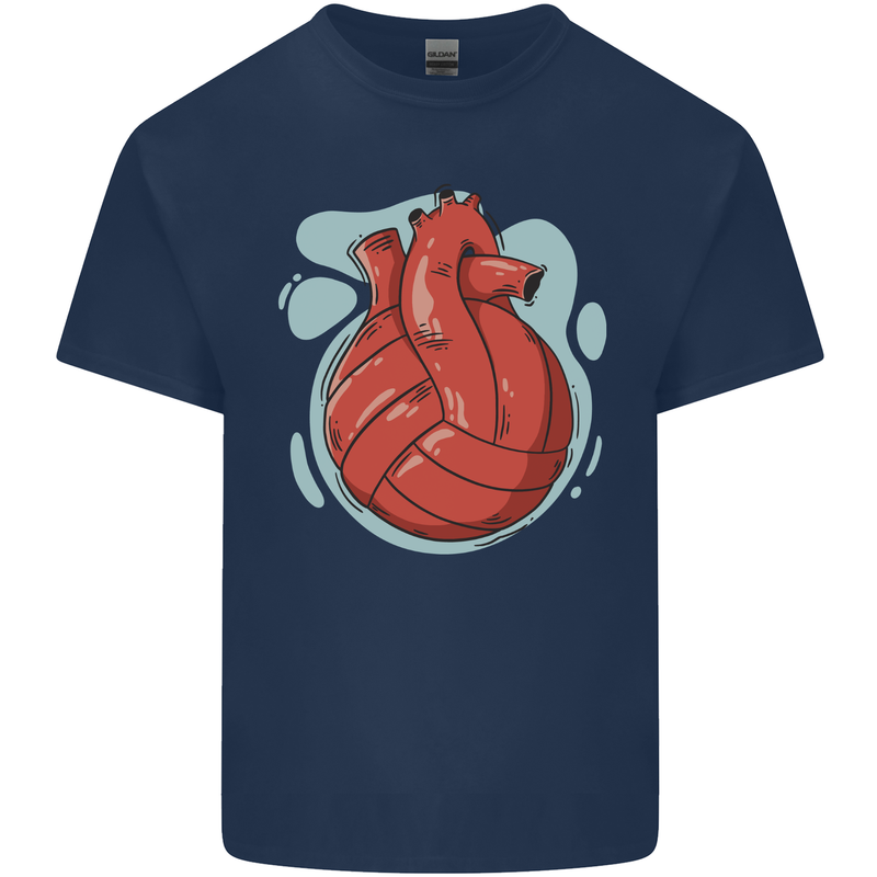 Volleyball Shaped Like a Heart Kids T-Shirt Childrens Navy Blue