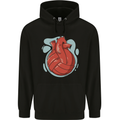 Volleyball Shaped Like a Heart Mens 80% Cotton Hoodie Black
