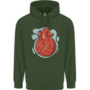 Volleyball Shaped Like a Heart Mens 80% Cotton Hoodie Forest Green