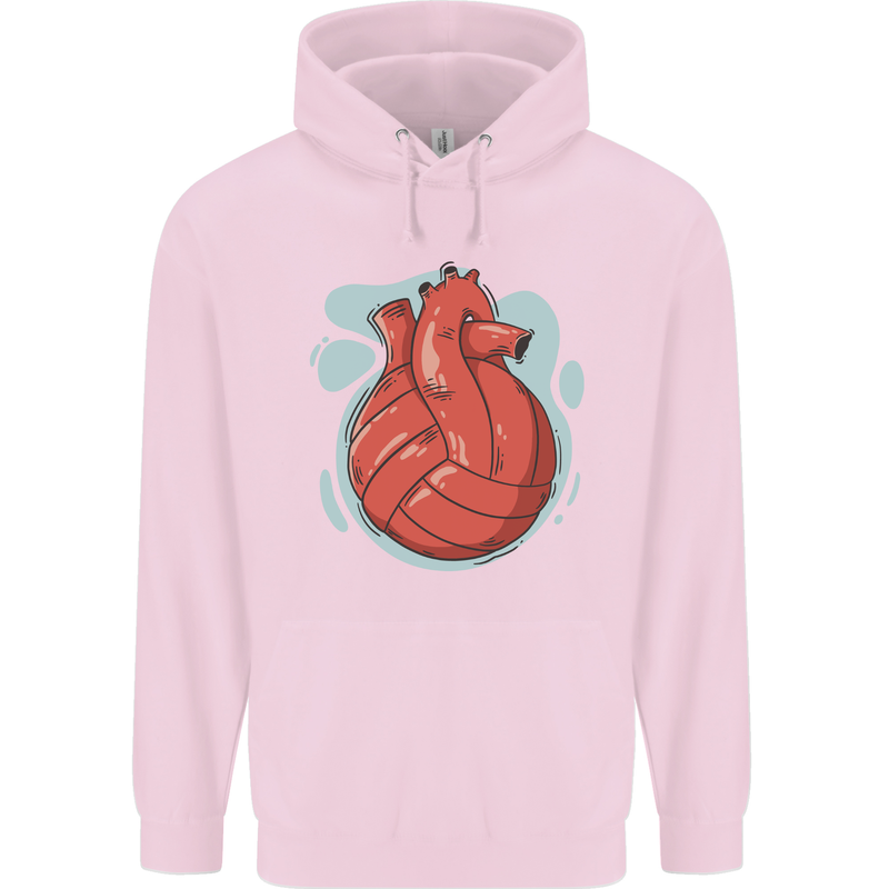Volleyball Shaped Like a Heart Mens 80% Cotton Hoodie Light Pink