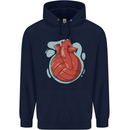 Volleyball Shaped Like a Heart Mens 80% Cotton Hoodie Navy Blue