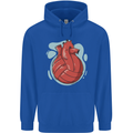 Volleyball Shaped Like a Heart Mens 80% Cotton Hoodie Royal Blue