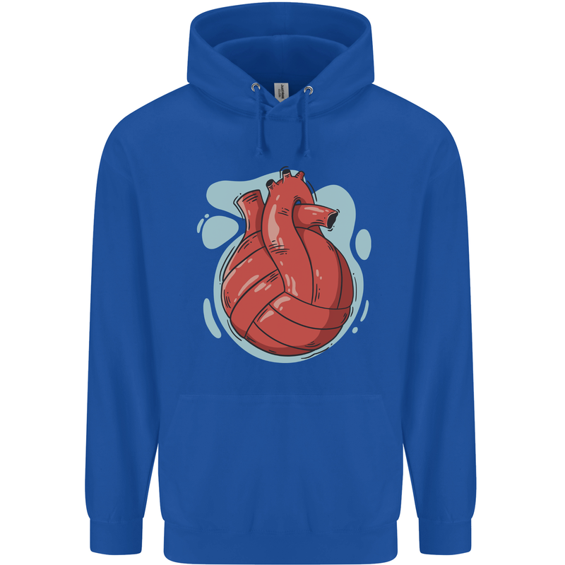 Volleyball Shaped Like a Heart Mens 80% Cotton Hoodie Royal Blue