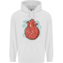 Volleyball Shaped Like a Heart Mens 80% Cotton Hoodie White