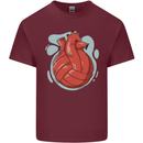 Volleyball Shaped Like a Heart Mens Cotton T-Shirt Tee Top Maroon