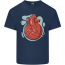 Volleyball Shaped Like a Heart Mens Cotton T-Shirt Tee Top Navy Blue