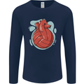 Volleyball Shaped Like a Heart Mens Long Sleeve T-Shirt Navy Blue
