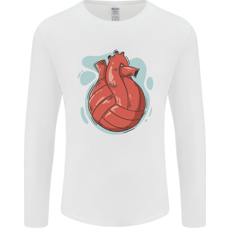 Volleyball Shaped Like a Heart Mens Long Sleeve T-Shirt White