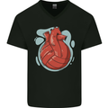 Volleyball Shaped Like a Heart Mens V-Neck Cotton T-Shirt Black