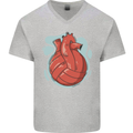 Volleyball Shaped Like a Heart Mens V-Neck Cotton T-Shirt Sports Grey